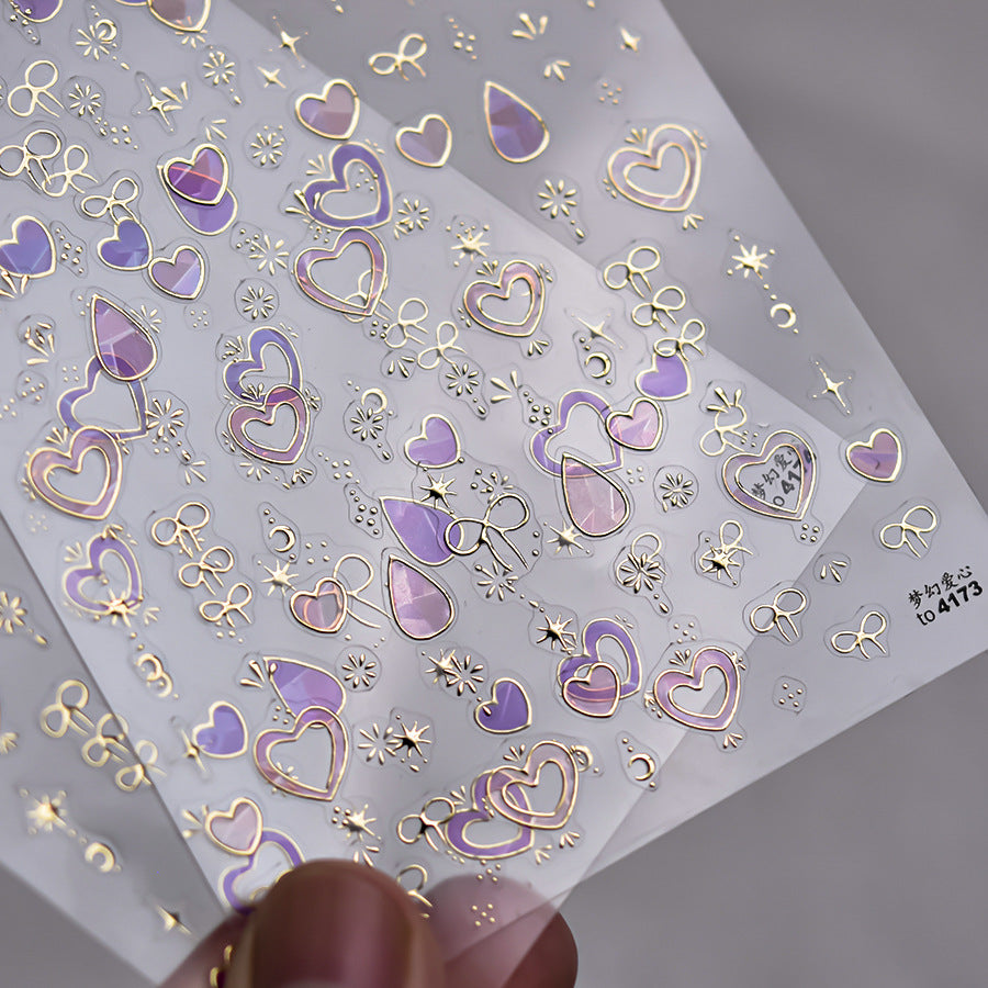 Royal Heart Collection: "Enamel Gold" – 3D Metallic Nail Sticker