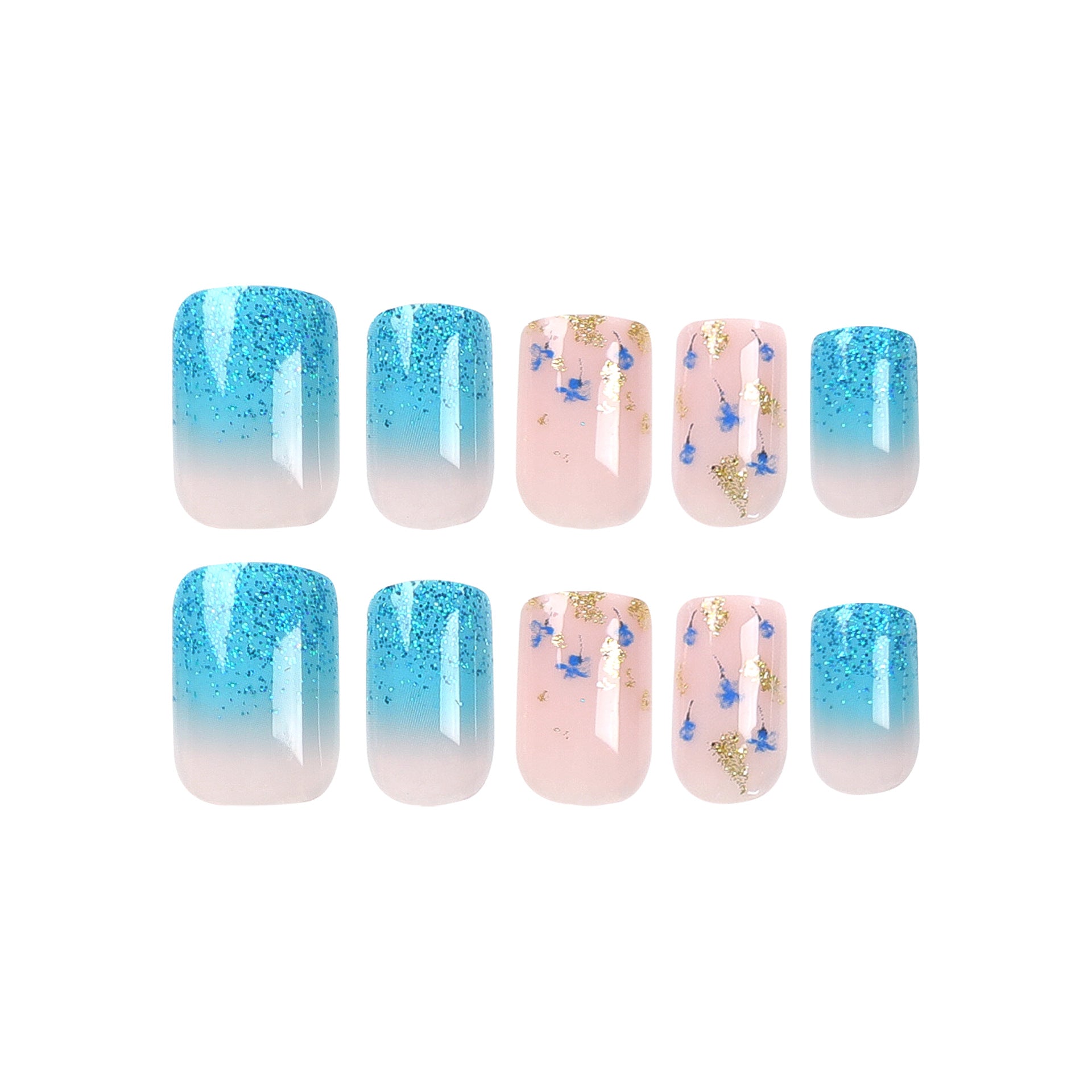 Uñas postizas especiales, uñas postizas extraíbles, uñas con lentejuelas doradas, uñas artísticas, uñas adhesivas, uñas terminadas por piezas | 365nails