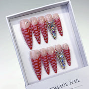 Ruby Ripple: « Vague glamour » – Ongles press-on stiletto longs