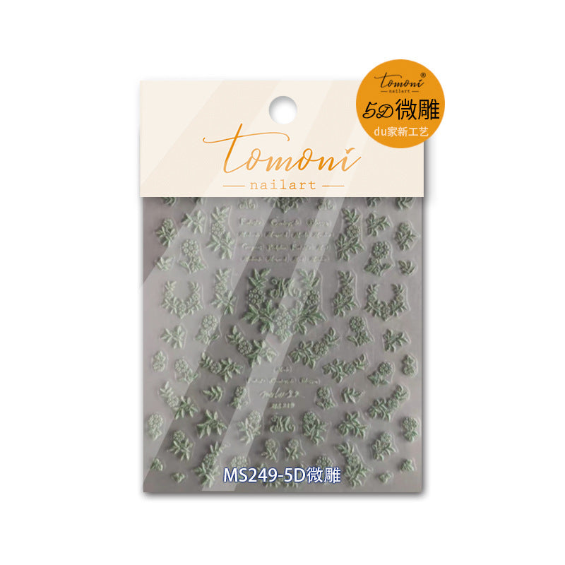 365nails: "5D Embossed White Grape & Vine" – Nail Art Stickers