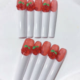 Cherry French White Extra Long Press On Nails