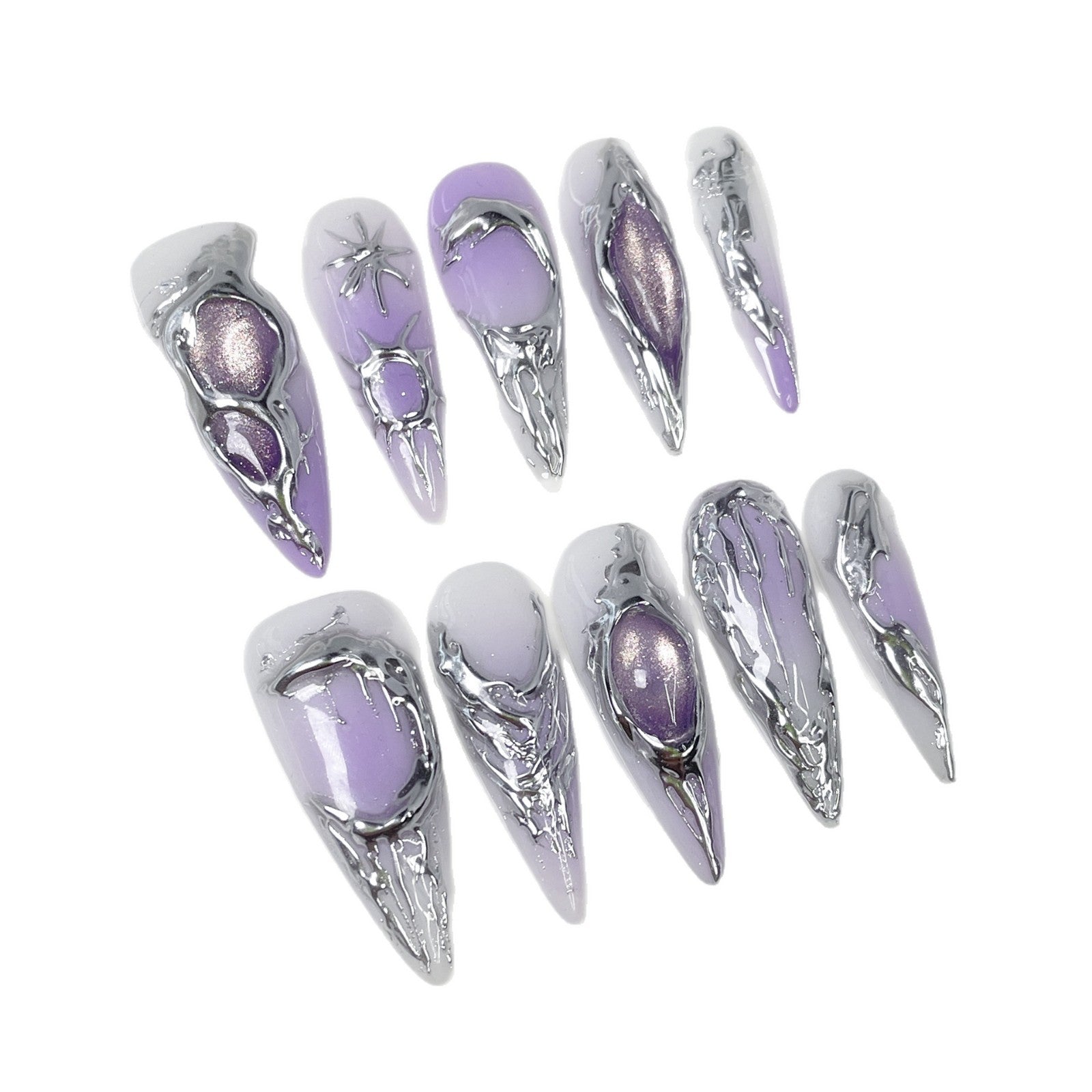 Chrome Galaxy Aura Series Press-On Nails