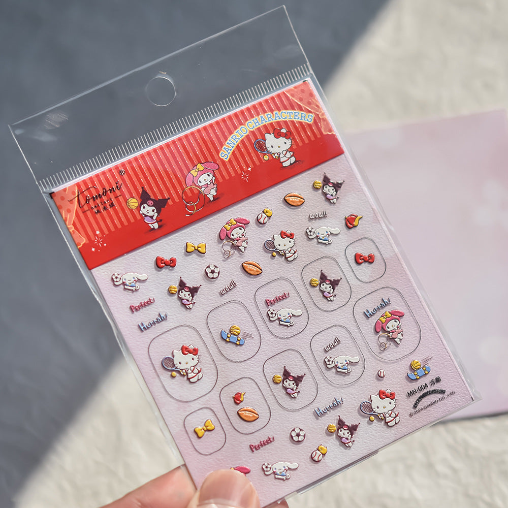 Sanrio My Melody & Hello Kitty: "Kawaii Sanrio Friends" – 5D Embossed Nail Sticker