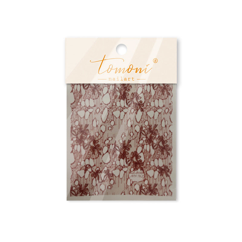Red Bow & Iridescent Polka: "Coquette Red Lace" – 5D Embossed Nail Sticker