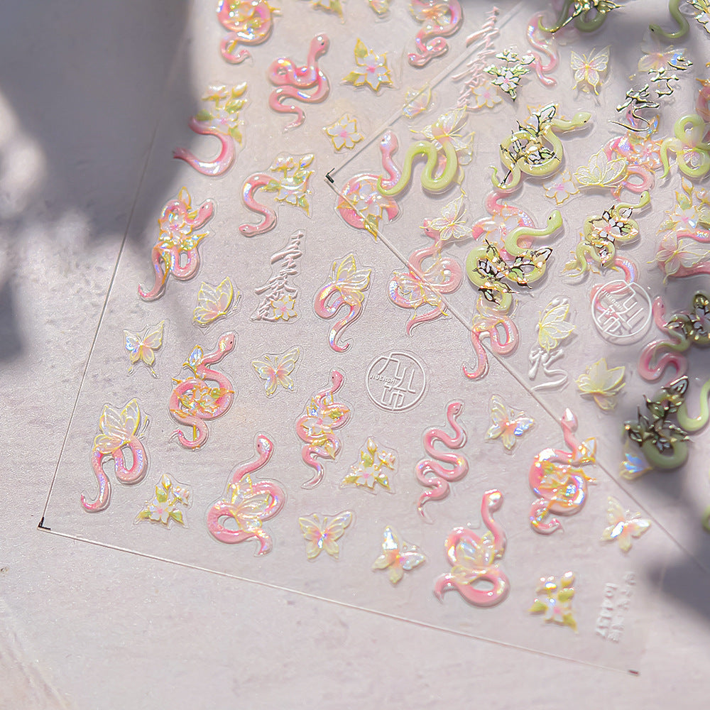 365nails: "Serpent blush & Papillon hologramme" – Autocollants de nail art