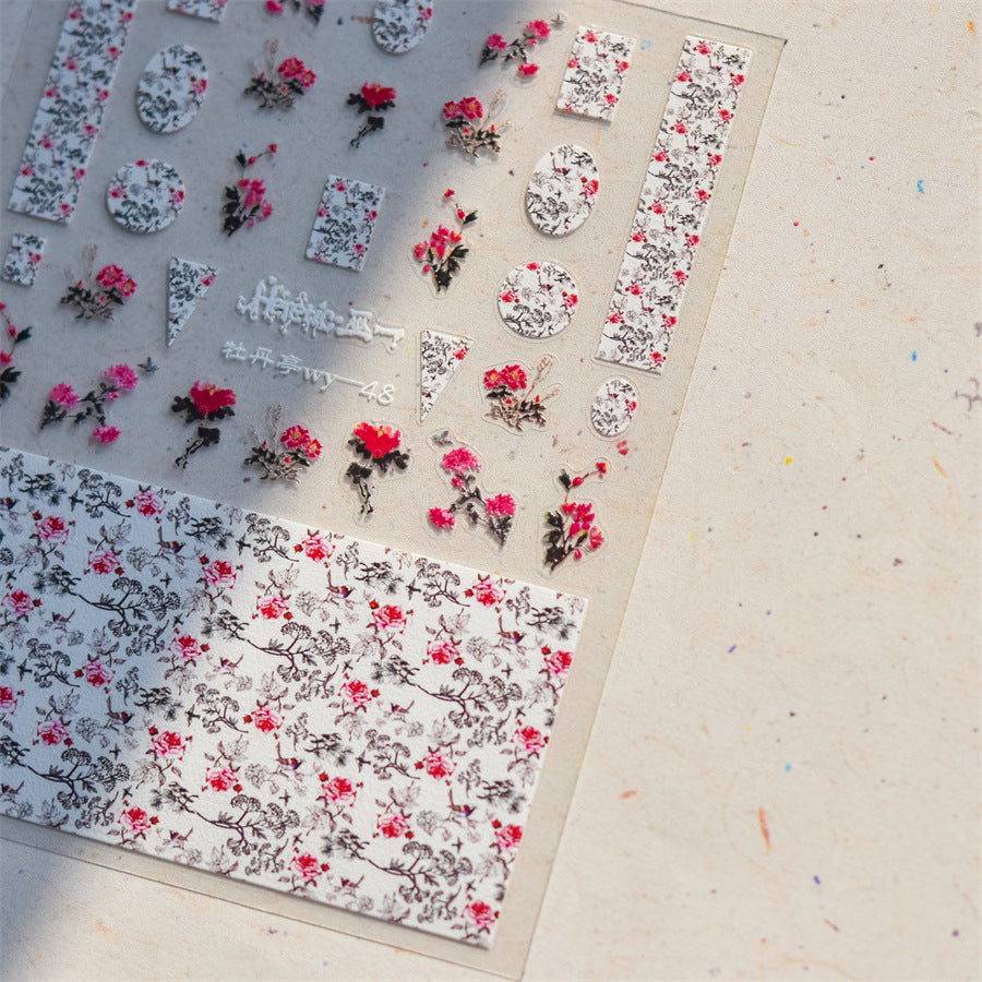 365nails: "Ink Wash Peony" – nail art stickers