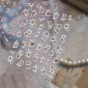 花羽系列："粉彩綻放" – 3D 壓紋甲貼