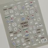 Winter Christmas Snowflake Nail Art Sticker 5D Embossed Three-dimensional White Hollow Snowflake Nail Sticker Ornament CA