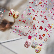 節慶浮雕指甲貼 — 搖馬與幸運符套組