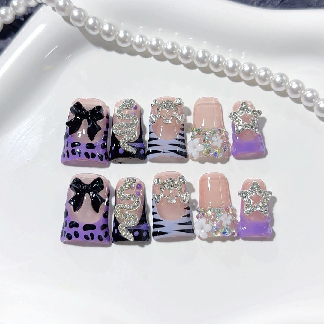 Dark Wild: "Purple Serpent" – Short Square Edgy Press-On Nails