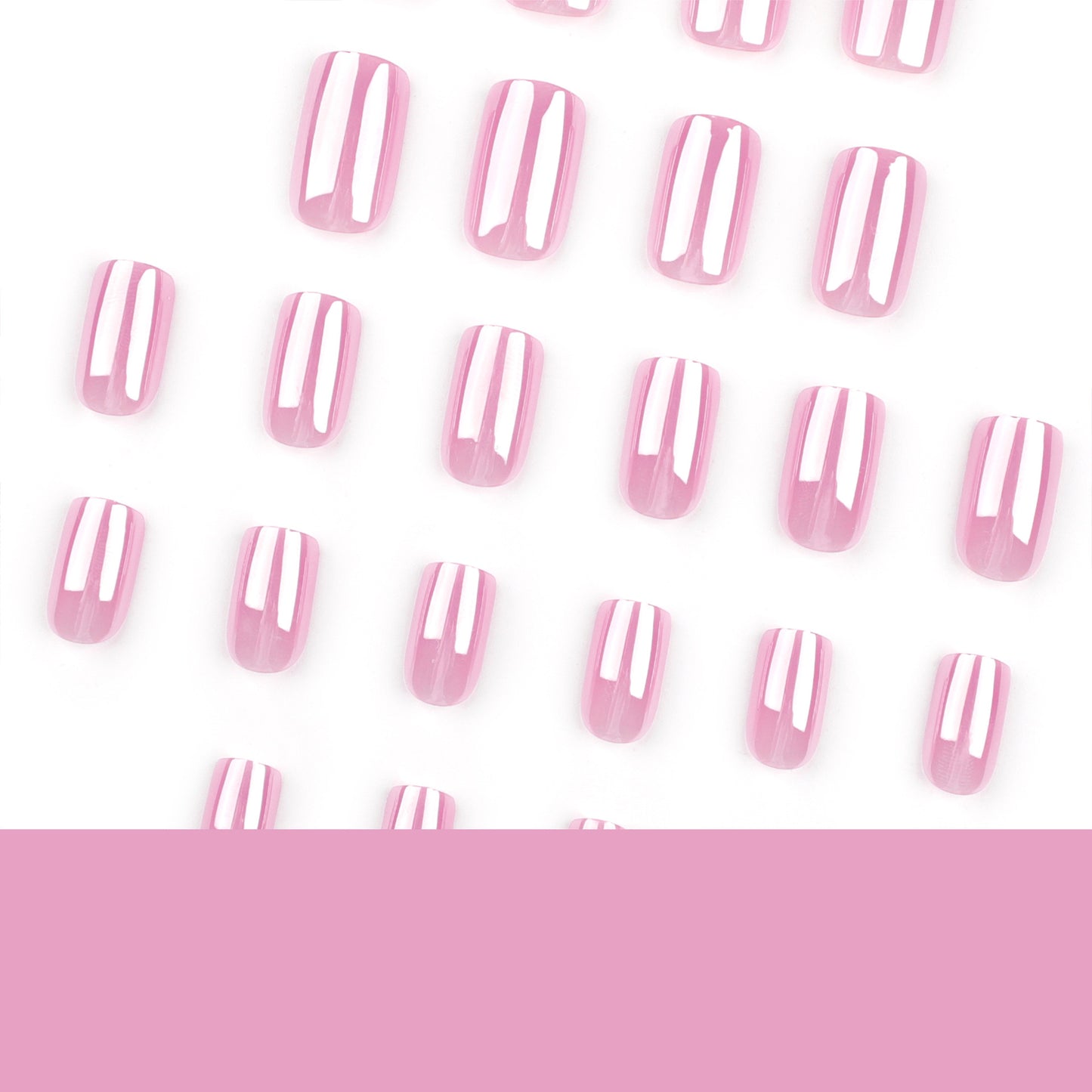 new nail art nail film coating Japanese sweet pink solid color wearing nail short rectangular nail fake nail film｜365nails