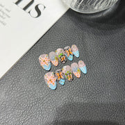 365nails：空靈花園 3D 蝴蝶與花卉 手工製 中長款棺材形甲片