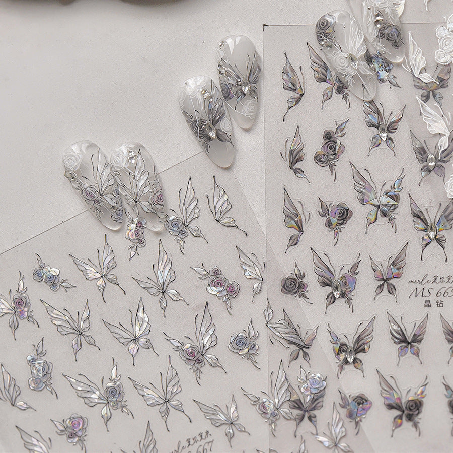 365nails: "Iridescent Butterfly & Rose" – nail art stickers