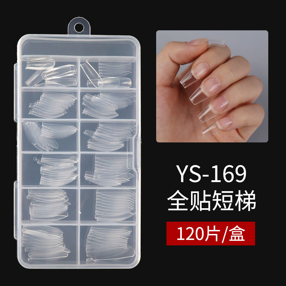 Nail Tips Hot-selling transparent short ladder nail pads 504 pieces C arc seamless nail pads full stickers trapezoidal fake nail press on nails pads