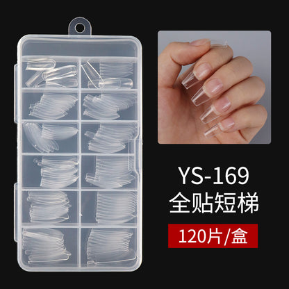 Nail Tips Hot-selling transparent short ladder nail pads 504 pieces C arc seamless nail pads full stickers trapezoidal fake nail press on nails pads