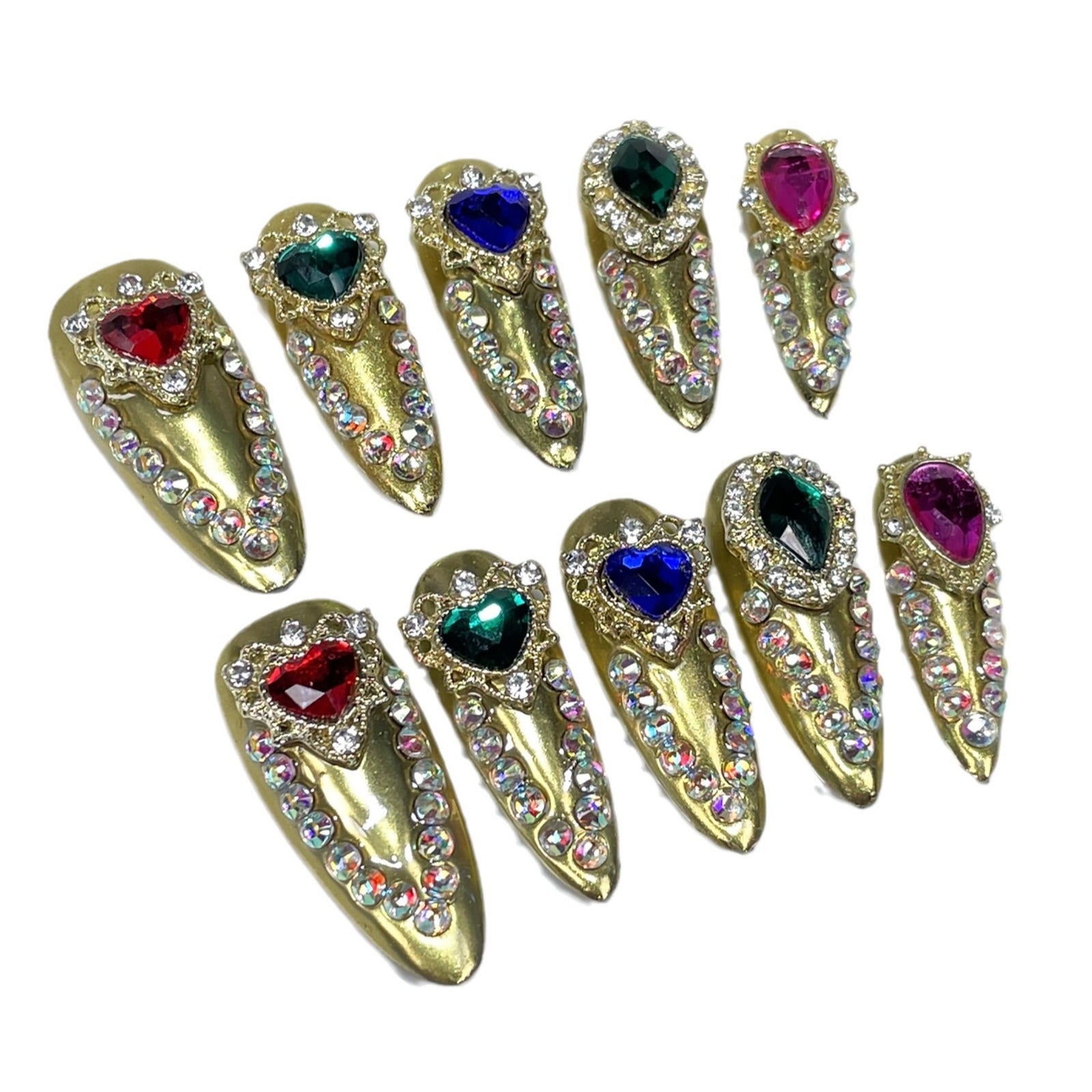 Adesivo de unha longo Spice Girl explosivo, leve, estilo luxuoso, feito à mão, adesivo de unha vestível, atacado 365nails