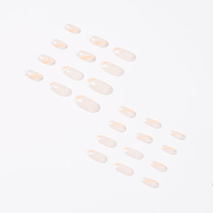French False nail white orange color scheme press-on nails Art Finished Fake Nail Nail Patch Nail Patch Nail Patch Nail Patch｜365nails