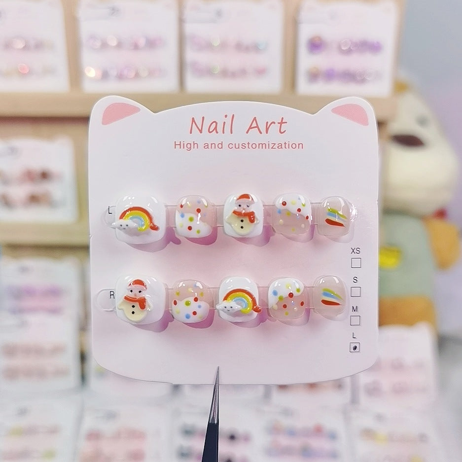 Cute Rainbow Cartoon Kids Press On Nails Mixed Collection