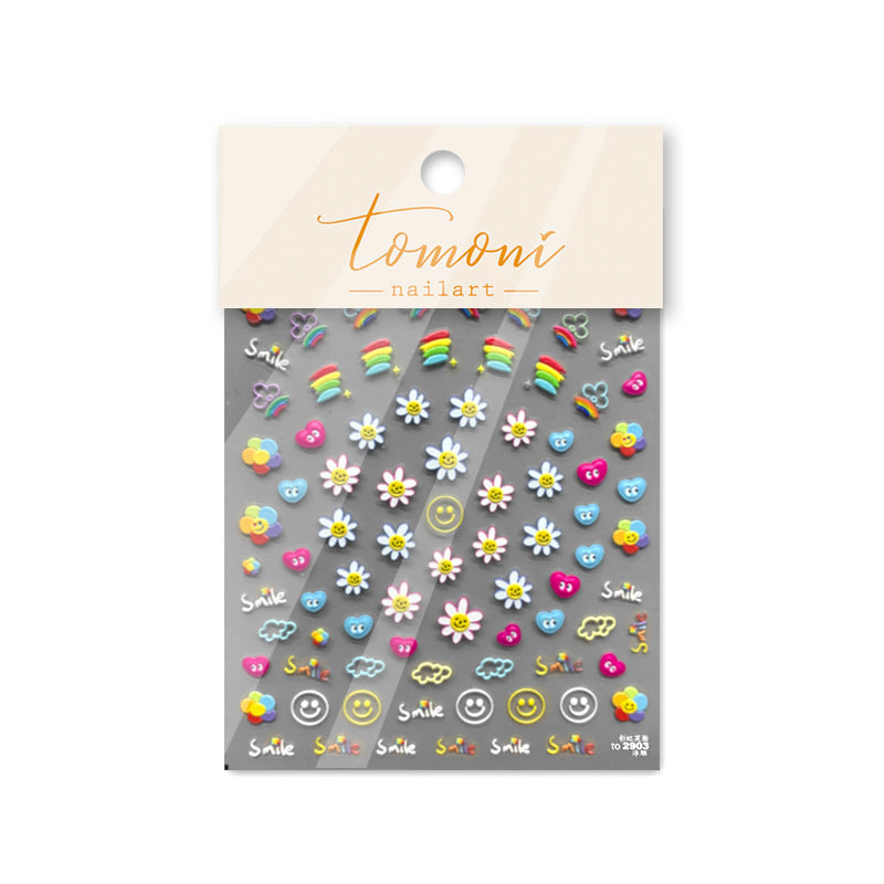365nails: "Smile Rainbow Daisy Embossed Set" – Nail Art Stickers