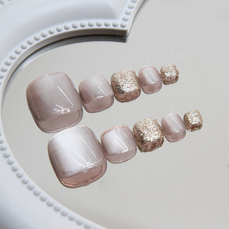 White cat eye  live broadcast  removable glitter nail art sheet Ice penetrating nail sheet Press-on toenails nail sheet｜365nails