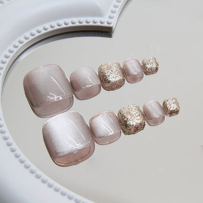 White cat eye  live broadcast  removable glitter nail art sheet Ice penetrating nail sheet Press-on toenails nail sheet｜365nails