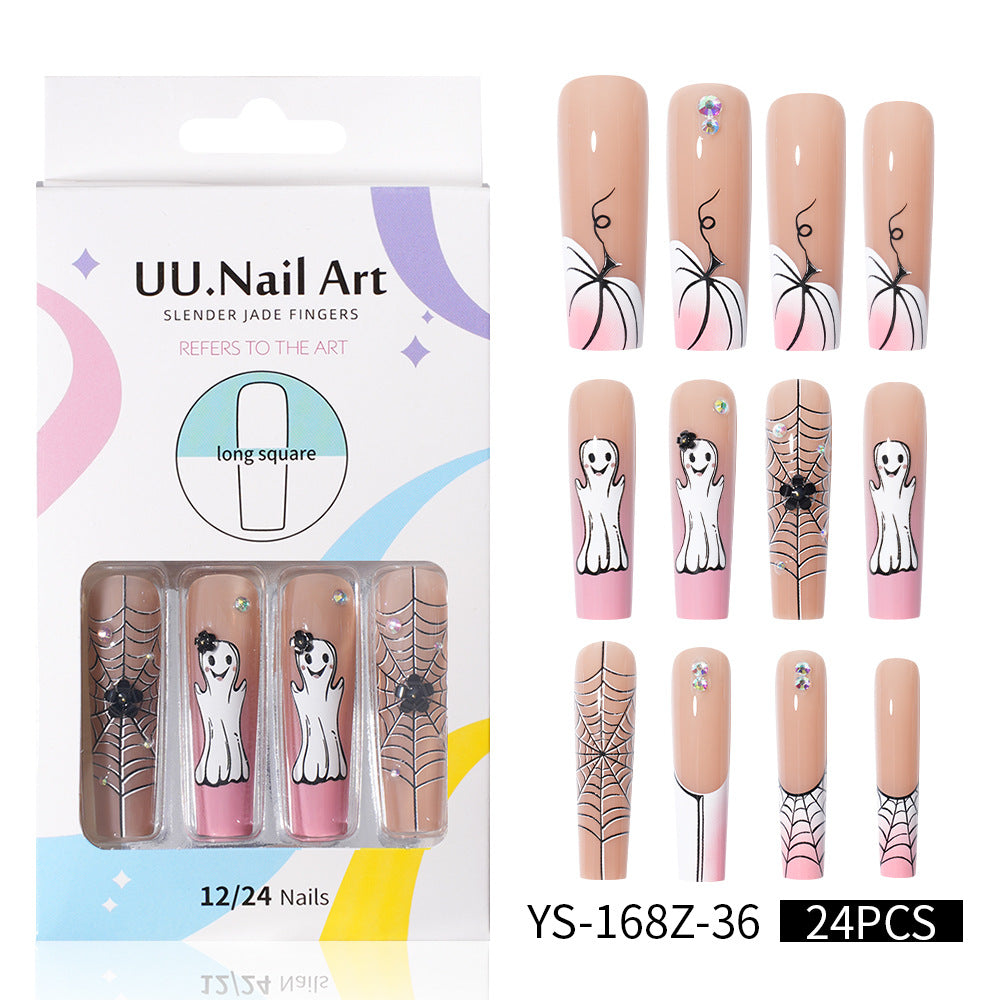 Long press on nails, French versatile patch nail art removable prefabricated fake nail press on nails piece