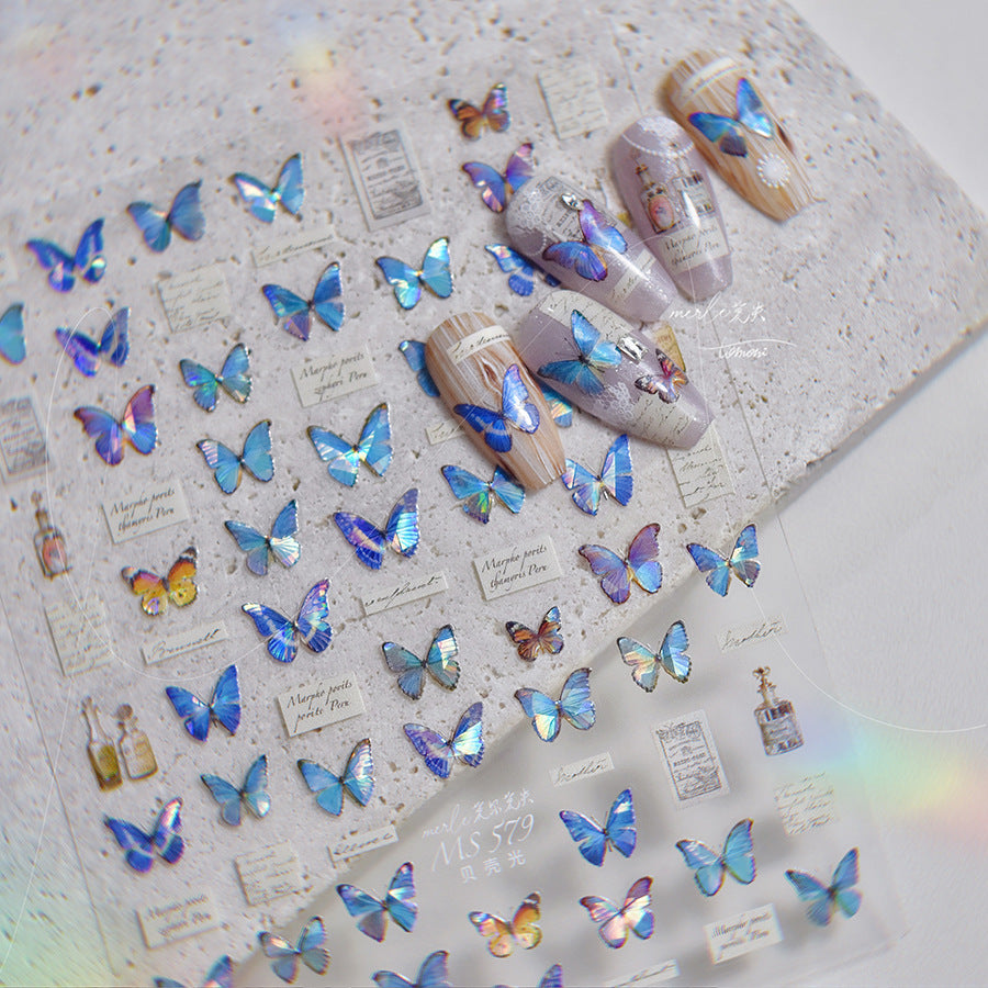 365nails: 오로라 나비 & 프레임 네일 아트 스티커
