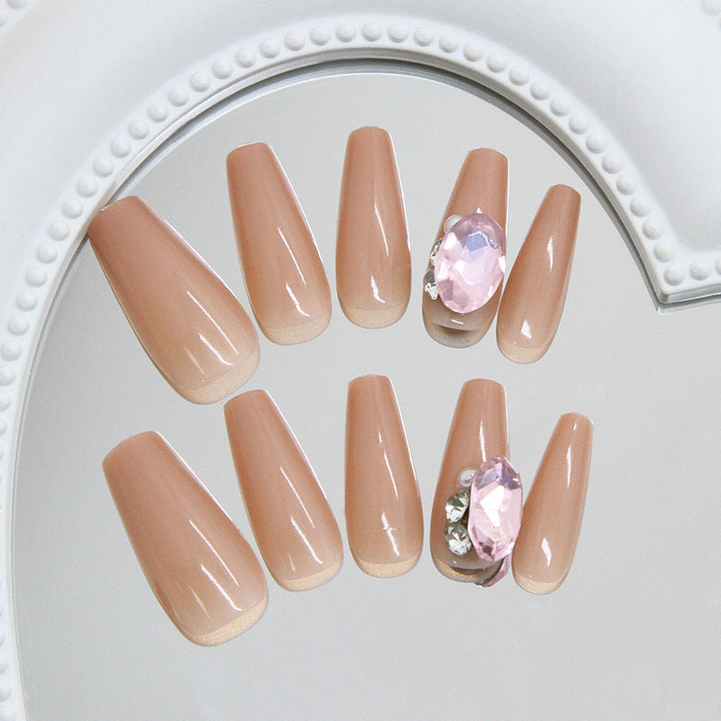 Pontas de unha pré-fabricadas, unhas puras, desejo, bola de diamante rosa, pilha brilhante, diamante, pérola, ins, vento, manicure removível, 30 peças ｜ 365 unhas