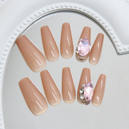 Pontas de unha pré-fabricadas, unhas puras, desejo, bola de diamante rosa, pilha brilhante, diamante, pérola, ins, vento, manicure removível, 30 peças ｜ 365 unhas