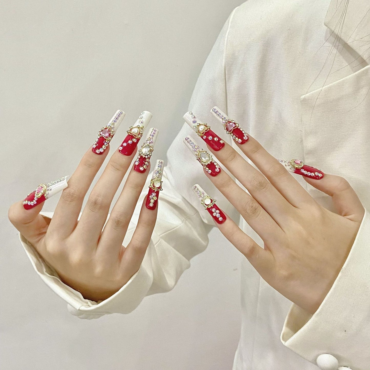 Nail Art Handmade press on nails Finished Noble Luxury Femme Fatale extra long Exaggerated Water Ladder  | 365nails