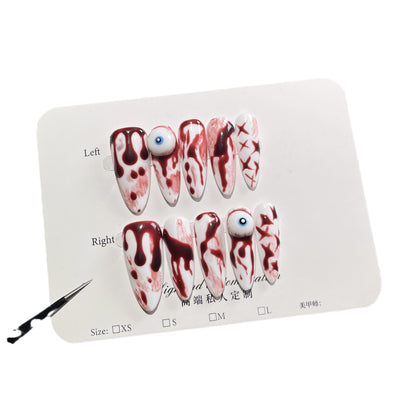 Handmade Nail Art  Style Bloody Mary Handmade Press-on Nails Art Dark Niche Halloween Wearable Nail Sticker｜365nails