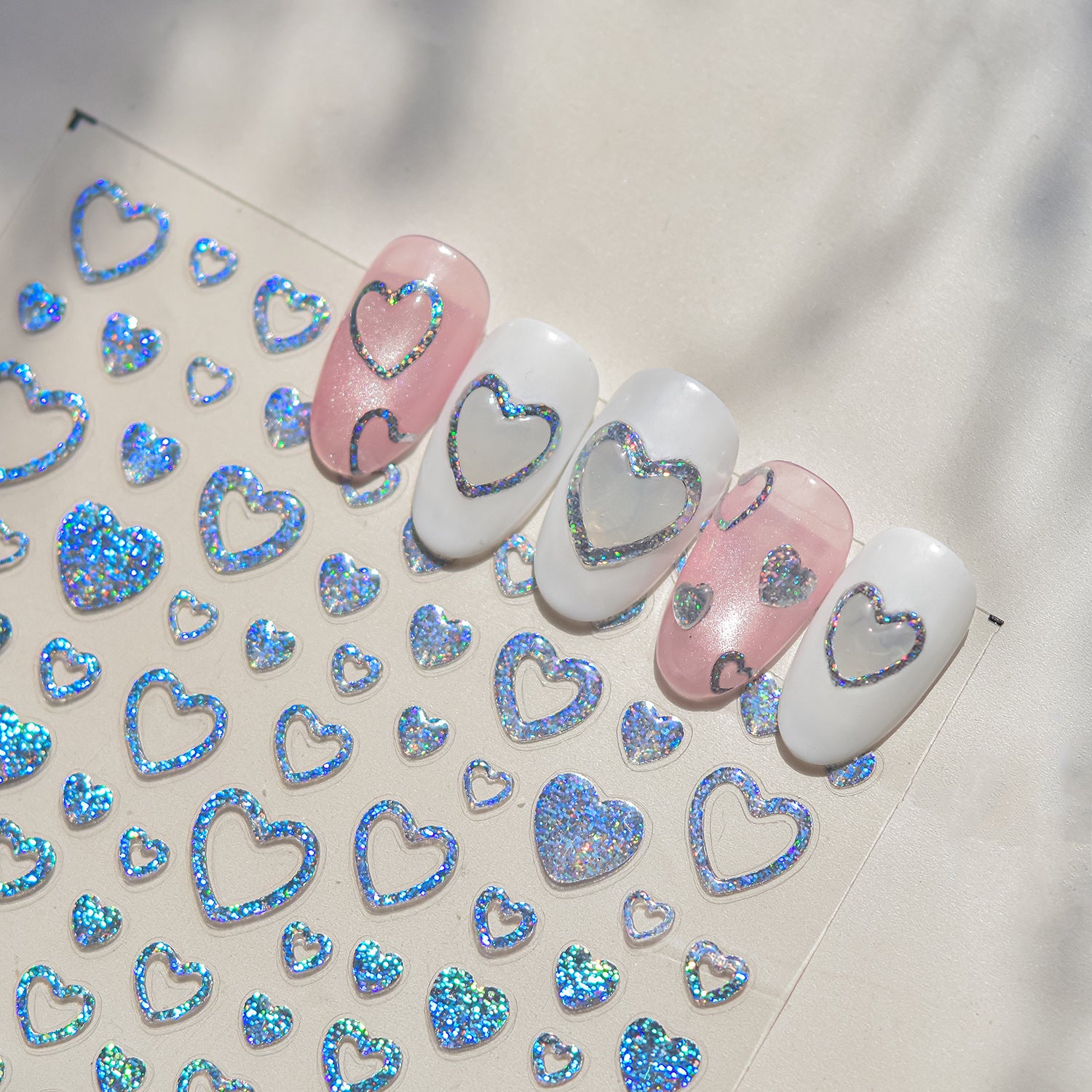 365nails: 홀로그램 글리터 하트 – 네일 아트 스티커