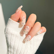 法式裸粉霧面水鑽美甲成品／批發 美甲貼片｜365nails