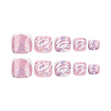 Short Wear Foot Nail Removable French Toenail Patch Nail Patch New White Striped Foot Nail Art Wholesale｜365nails