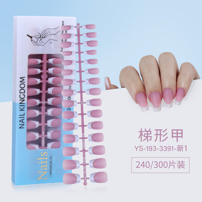 Nail Tips New  French press on nails 240 pieces boxed fake nail manicure work in progress matte full sticker French nail piece
