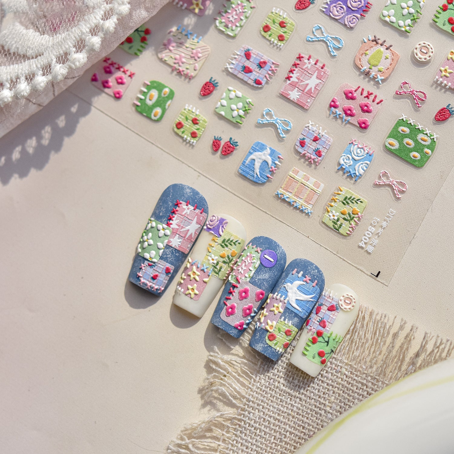 Christmas Mini Nail Patch Collection: "DIY Festive Mini Nail Patch" – 3D Embossed Nail Sticker