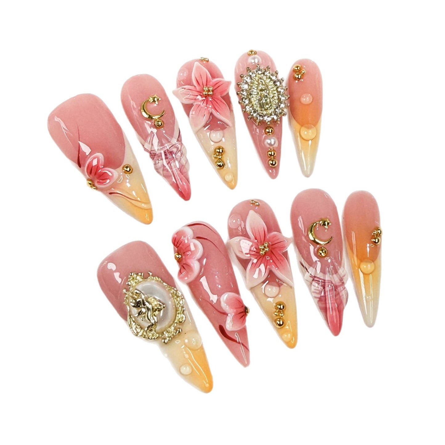 Sunset Blossom Elegance Series Press-On Nails