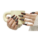 Purely handmade press on nails retro dark wind Kroxin nail art metal cross removable light therapy nail art sticker | 365nails