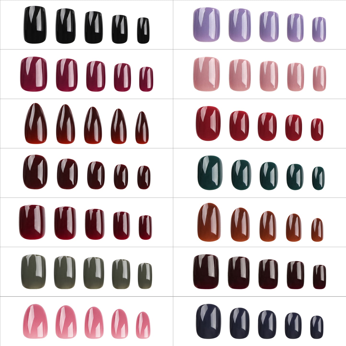 Factory direct sales of 24 pieces of manicure classic solid color wearable nail film short wearable removable nail film wholesale｜365nails