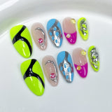 Sweet Cool Spice Girls  Almond Nail  Relief Handemade press on nails Wholesale Reusable Nail Patch｜365nails