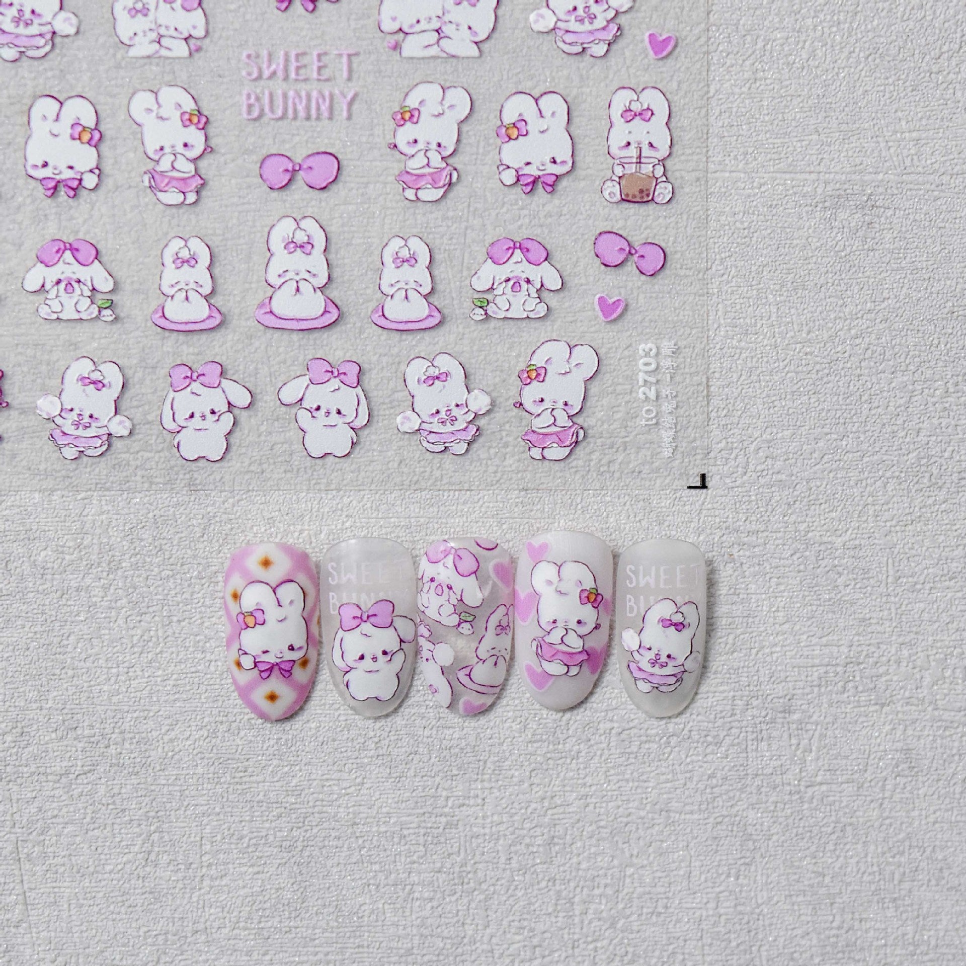 365nails: "Cute Rabbit Strawberry Mushroom" – nail art stickers