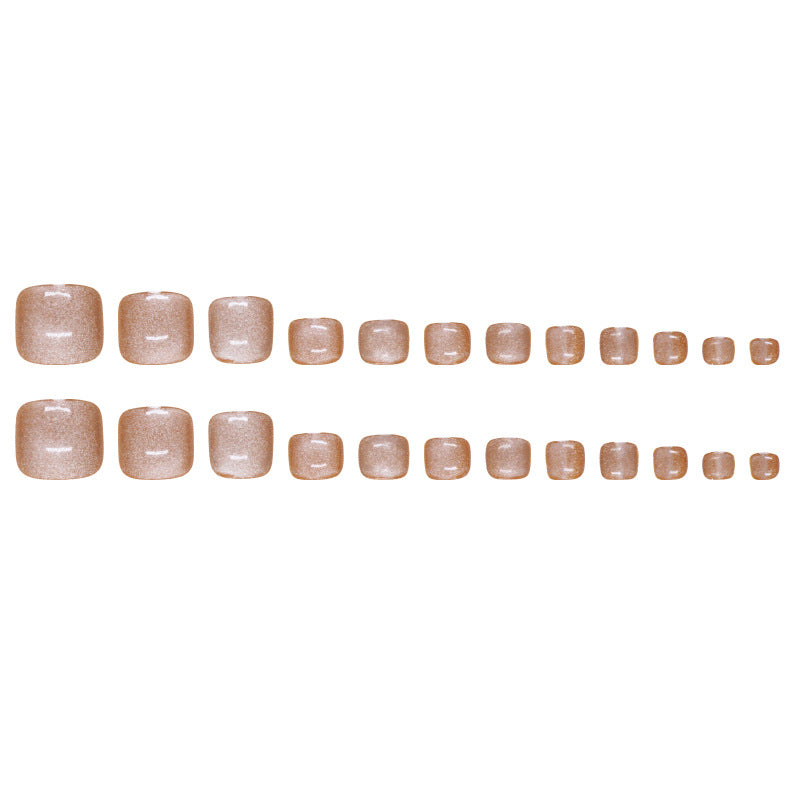 Peça de manicure olho de gato Unhas postiças douradas de praia finas flash Peça removível para unhas dos pés Unhas postiças ｜365nails