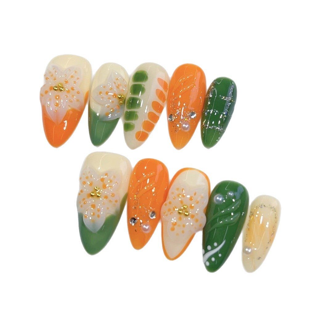 Frescor Cítrico Floral: "Orange Blossom" – Unhas Postiças de Amêndoa