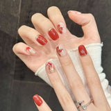 Red Gold Phoenix Inspired Elegant Press On Nails
