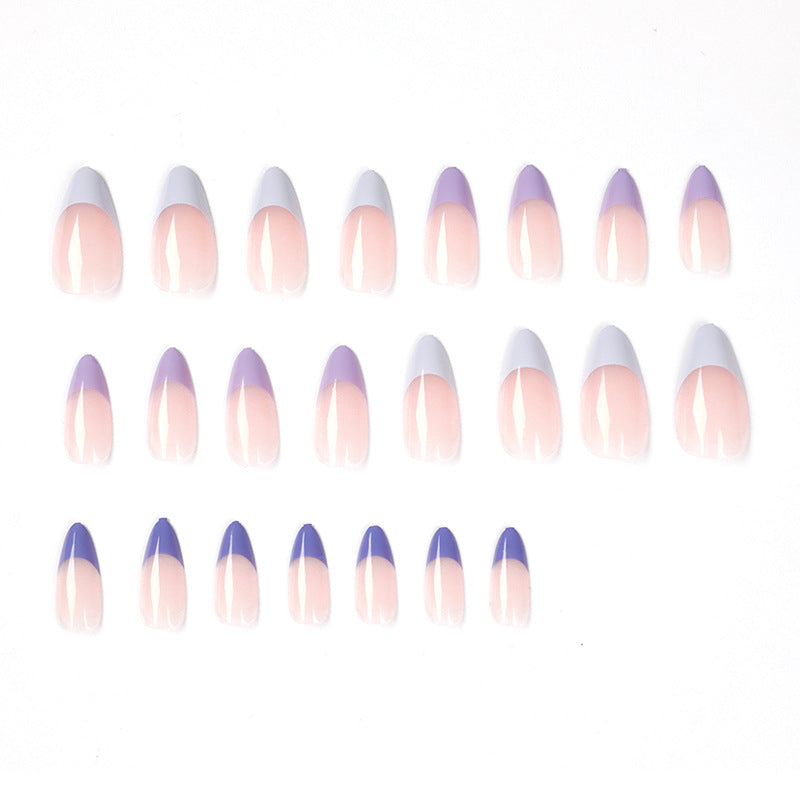 Taro roxo simples francês imprensa em unhas arte pedaço de unha atacado pedaço de unha, pressione em unhas produto acabado pressione em unhas pedaço de unha｜365nails