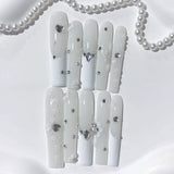 Milky White Crystal Minimal Press On Nail Set