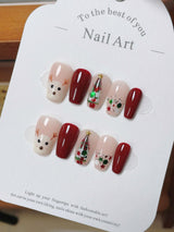 New christmas handmade press-on nails holiday new year