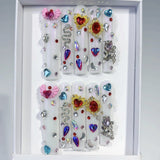 White Crystal Charm Press On Nails