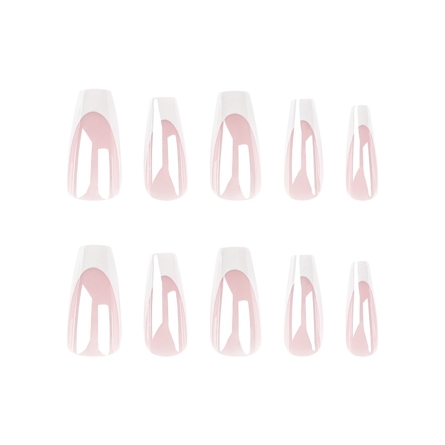 French White Wearable Nail Nails  Short Ladder Wearable Nail Pads Finished Products Wholesale｜365nails