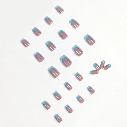 Premium Blue Grey Jelly Press on  Finished Fake Nail   Nail  Waterproof Removable Nail ｜365nails